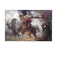 Horse，fantasy Art，knight，spear，Chinese Style,warfare,Smoke of Gunpowder Room Aesthetics Posters Canvas Posters Bedroom Decoration Sports Office Decoration Gifts Wall Art Decoration Printing Posters 16