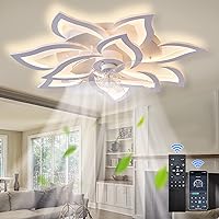 Ceiling Fan with Light,Modern Indoor Flush Mount Ceiling Fan with Dimmable LED Light and Remote Control 3 Color Temperatures 6 Gear Wind Speed for Kids Room Bedroom 100W 32in7in