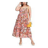INC Womens Pink Spaghetti Strap Tea-Length Fit + Flare Dress Plus 1X