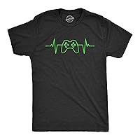 Mens Video Game Heart Beat T Shirt Funny Cool Controller Pulse Monitor Tee for Guys