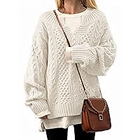 Womens Plus Size Sweaters V Neck Cable Knit Long Sleeve Loose Pullover Jumper Top