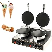 Ice Cream Cone Machine Electric Waffle Cone Maker Round Egg Rolls Nonstick Electric Dessert Baking Pan Kitchen Cooking Gift for Restaurant, Bakeries, Snack Bar Use, 210mm in Diameter
