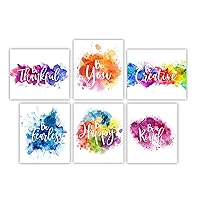 Designs By Maria Inc. Set of 6 UNFRAMED Colorful Abstract Wall Art Positive Quotes Wall Decor Prints | Creative room Decor | Classroom Wall Art Posters | Bedroom Decoration for Boys & Girls (8