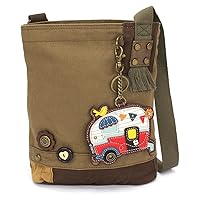 CHALA Patch Cross-Body Women Handbag, Canvas Messenger Bag - Camper - Olive