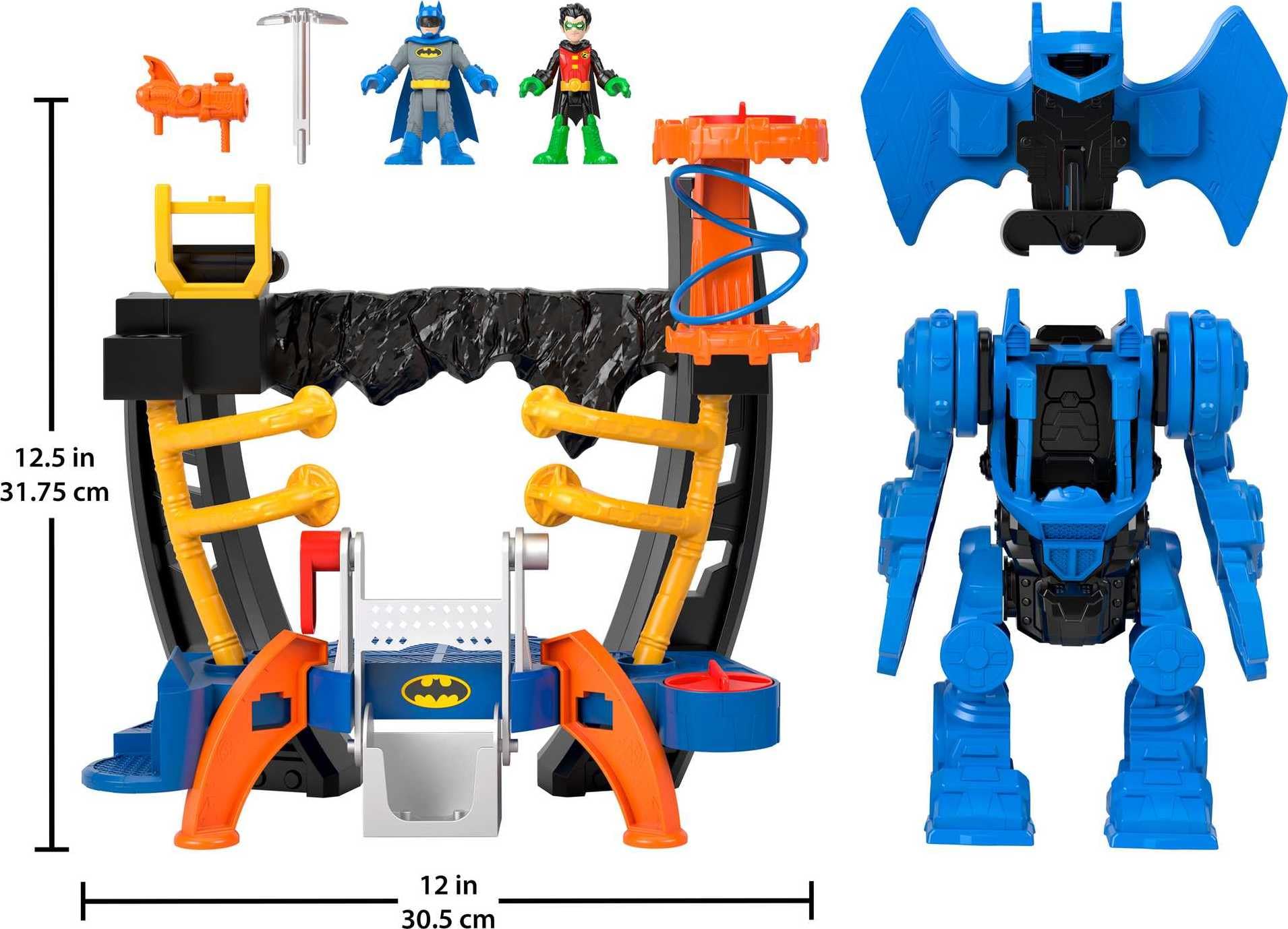 Fisher-Price Imaginext DC Super Friends Batman Playset, Robo Command Center with Detachable 10-inch Robot, Batman & Robin Figures Ages 3+ Years
