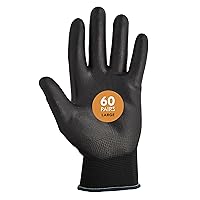 KLEENGUARD G40 Polyurethane Coated Gloves (13839), Size 9.0 (Large), High Dexterity, Black, 12 Pairs / Bag, 5 Bags / Case
