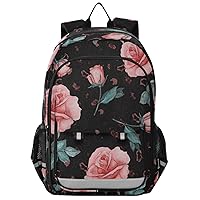 ALAZA Watercolor Roses on Abstract Leopard Backpack Cycling, Running, Walking, Jogging