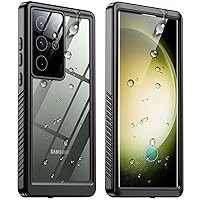 SPIDERCASE Designed for Samsung Galaxy S23 Ultra Case Waterproof,Built-in Screen Protector Full Protection Heavy Duty Shockproof Anti-Scratched Phone Case,Black