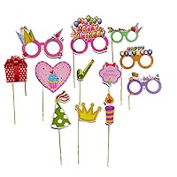 Party Prop (Birthday Theme; 12 Pcs) for Boys Girls Kids Selfie Photo Booth,Birthday Party Items Decorations Supply by Indian Collectible