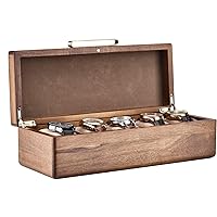 Wooden Watch Box for Men - Personalized Storage Box with 5 Slots for Watches, Soft Velvet Pillows, Natural Acacia Wood (Wooden Watch Box/Without Engraving)