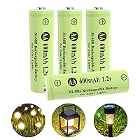 AA Ni-MH 600mAh 1.2V Rechargeable Batteries, AA Solar Batteries for Outdoor Solar Lights, Garden Lights, String Lights (4Pack AA)