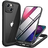 Miracase Compatible with iPhone 13 Mini case 5.4 inch, 2023 Upgrade Full-Body Glass Clear Case Bumper Case with Built-in 9H Tempered Glass Screen Protector for iPhone 13 Mini, Black