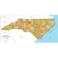 North Carolina ZIP Code Map with Counties - Standard - 36