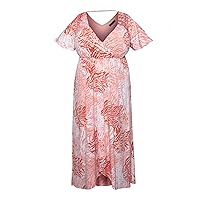 RACHEL Rachel Roy Womens Stretch Flutter Sleeve Surplice Neckline Maxi Wear to Work Empire Waist Dress