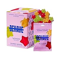 Keto & Diabetic Friendly Gummy Stars, 1.8oz (6-Pack) | Low Sugar, Low Carb Candy, High in Fiber, Natural Fruit Flavors | Non-GMO, Gluten Free, Kosher, Dairy Free, No Artificial Sweeteners