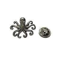 Silver Toned Textured Octopus Lapel Pin