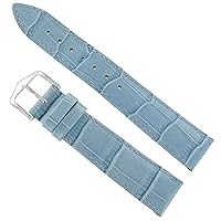 16mm Hirsch Duke Alligator Grain Light Blue Genuine Leather Padded Watch Band Strap