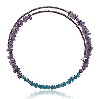 $150Tag Turquoise Amethyst Certified Navajo Adjustable Choker Wrap Necklace Chain 25584 Made by Loma Siiva