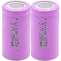 SOENS 3.7V 1500mah 18350 Rechargeable Li-Ion Battery Lithium Continuous Discharge 10a Dedicated Electronic Power Battery for Toy Electronic Device,2pcs,2pcs