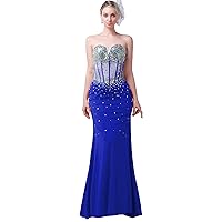 Mermaid Prom Dress Beaded Evening Gown Formal Party Maxi Dress