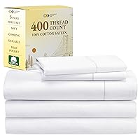 California Design Den Split King Sheets Sets for Adjustable Bed, 400 Thread Count Cotton Sheets Sateen, 5-Pc Bed Sheets Set Includes 2 Twin-XL Fitted Sheets, Soft, Cooling & Luxury White Sheets