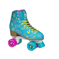 Epic Splash High-Top Indoor/Outdoor Quad Roller Skates w/ 2 pr of Laces (Pink & Yellow) - Children's