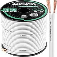 InstallLink 14 Gauge Speaker Wire (White) for Car, Home or RV Audio Cable, 100ft, CCA