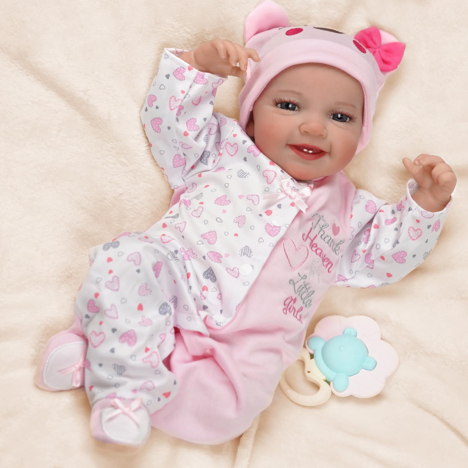 BABESIDE Lifelike Reborn Baby Dolls - 20-Inch Lovely Awake Realistic-Newborn Baby Dolls Soft Cloth Body Real Life Baby Dolls Girl with Feeding Kids for Kids Playing Birthday Gifts & Collection