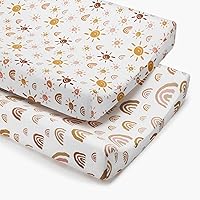 Changing Pad Cover Jersey Knit Cotton 2 Pack (Boho Rainbow&Sage Green) Bundle