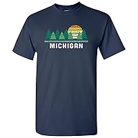 Michigan Retro Treeline - Michigan Pride Great Lakes State Up North T Shirt