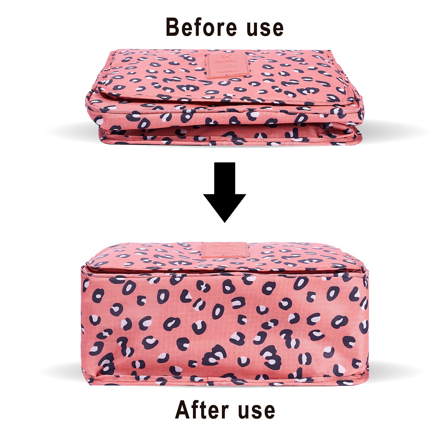 TxoLIFE Cosmetic Makeup Bag Case Hanging Toiletry Bag Travel Organizer Travel Kit for Women Men Pink Leopard