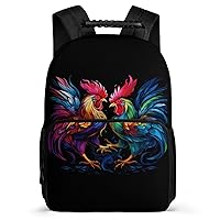 Roosters Fighting Cockfighting 16 Inch Backpack Laptop Backpack Shoulder Bag Daypack with Adjustable Strap for Casual Travel