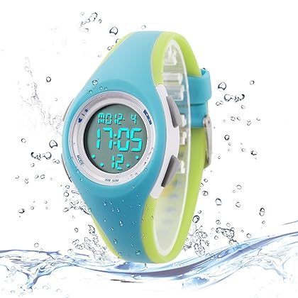 Misskt Kids Watch, Boys Sports Digital Waterproof Led Watches with Alarm Wrist Watches for Boy Girls Children (7 Colour Light Green)