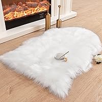 Carvapet Luxury Soft Faux Sheepskin Chair Cover Seat Cushion Pad Plush Fur Area Rugs for Bedroom, 2ft x 3ft, White