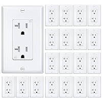 BESTTEN 20 Pack 20 Amp Decor Wall Receptacle Outlet, 20A Tamper-Resistant (TR) Electrical Outlet with Wallplate, Residential and Commercial Use, UL Listed, White