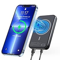 HAIARA Magnetic Wireless Charger, 5000mAh Power Bank with 12W USB C/USB A Output, Ultra-Slim Wireless Portable Charger, Cell Phone External Battery Pack for iPhone 14/13/12 Series Samsung Pixel & More