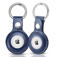 2-Pack AirTag Keychain Leather Case, Secure Durable Apple AirTag Holder, Vegan Leather Air Tag Case, Airtag Keyring