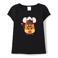 Girls' and Toddler Fall and Holiday Embroidered Graphic Short Sleeve T-Shirts