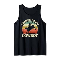 Vintage Simmer Down Cowboy Riding Bull Western Life Country Tank Top