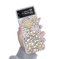 for Samsung Galaxy Z Flip 4 5G Case, 3D Handmade Sparkle Stunning Stones Crystal Diamond Bling Glitter Hard PC Phone Case for Galaxy Z Flip 4 Women Girls, Perfume Bottle