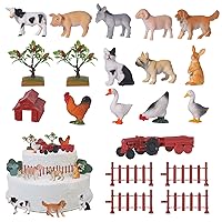 RAYNAG 26 Pieces Farm Cake Toppers Tractor Cake Topper Rustic Farmhouse Cake Topper Set with Tree Farmer Fences Animals Barnyard Cake Decorations for Kid Birthday Baby Shower Farm Theme Party Favors
