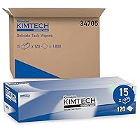 34705 Kimwipes Delicate Task Wipers, 2-Ply, 11 4/5 x 11 4/5, 120 per Box (Case of 15 Boxes),White