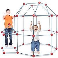 180 Pack Fort Building Kits for Kids Age 4, 5, 6, 7, 8+ Years Old Boys and Girls, Indoor & Outdoors Creative STEM Building Toys for DIY Castles, Play Tent, Tunnel (Blue)