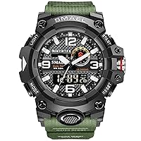 SMAEL 8035 Sport Electronic Plastic Watch Wrist Watch Fashion Sport Analog Digital Wristwatch（Army Green）