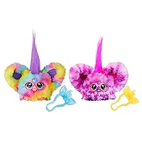 Furby Furblets 2-Pack, Mini Friends Ray-Vee & Hip-Bop, 45+ Sounds Each, Music & Furbish Phrases, Electronic Plush Toys, Rainbow & Pink/Purple, Kids Easter Gifts, Ages 6+