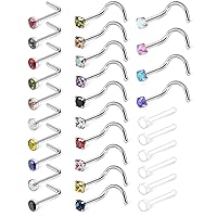 Ruifan 18G 316L Surgical Steel 1.5mm 2mm 2.5mm 3mm Opal Nose Screw Rings Studs Ring Body Piercing Jewelry 4-30PCS