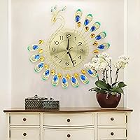 Iron Modern Wall Clock Large 3D Peacock Shape Non Ticking Silent Clock For Living Room Decor,Wall Clock , Wall Clock ,Iron Modern Wall Clock Large 3D PeacocWall Clock Clock Non Ticking Clock 3D N
