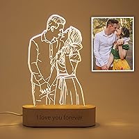 Custom 3D Photo Lamp Personalized Portrait Illusion Night Light Cube Light Up Picture Engraved Plaque Frame Things Remembered 21th Birthday Gifts Using My Own Photos for Men Women Him Her