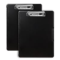 Slimcase2 Storage Clipboard-2 Pack with Side Opening, Black with Chrome Clip. Organize in Style for Home, School, Work, or Trades. Ideal for Teachers, Nurses, Students, Homeschool.