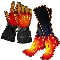 2 Pairs Heated Gloves Socks for Men Women Hand Feet Warmers Battery Powered Rechargeable Gloves Winter Socks Waterproof for Arthritic Outdoor Sport Cycling Hiking Skiing